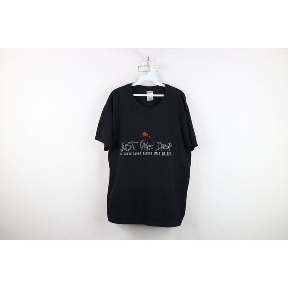 Vtg Mens Large Faded Christian Just One Drop of Jesus Blood Washed Sin T-Shirt - Picture 1 of 14